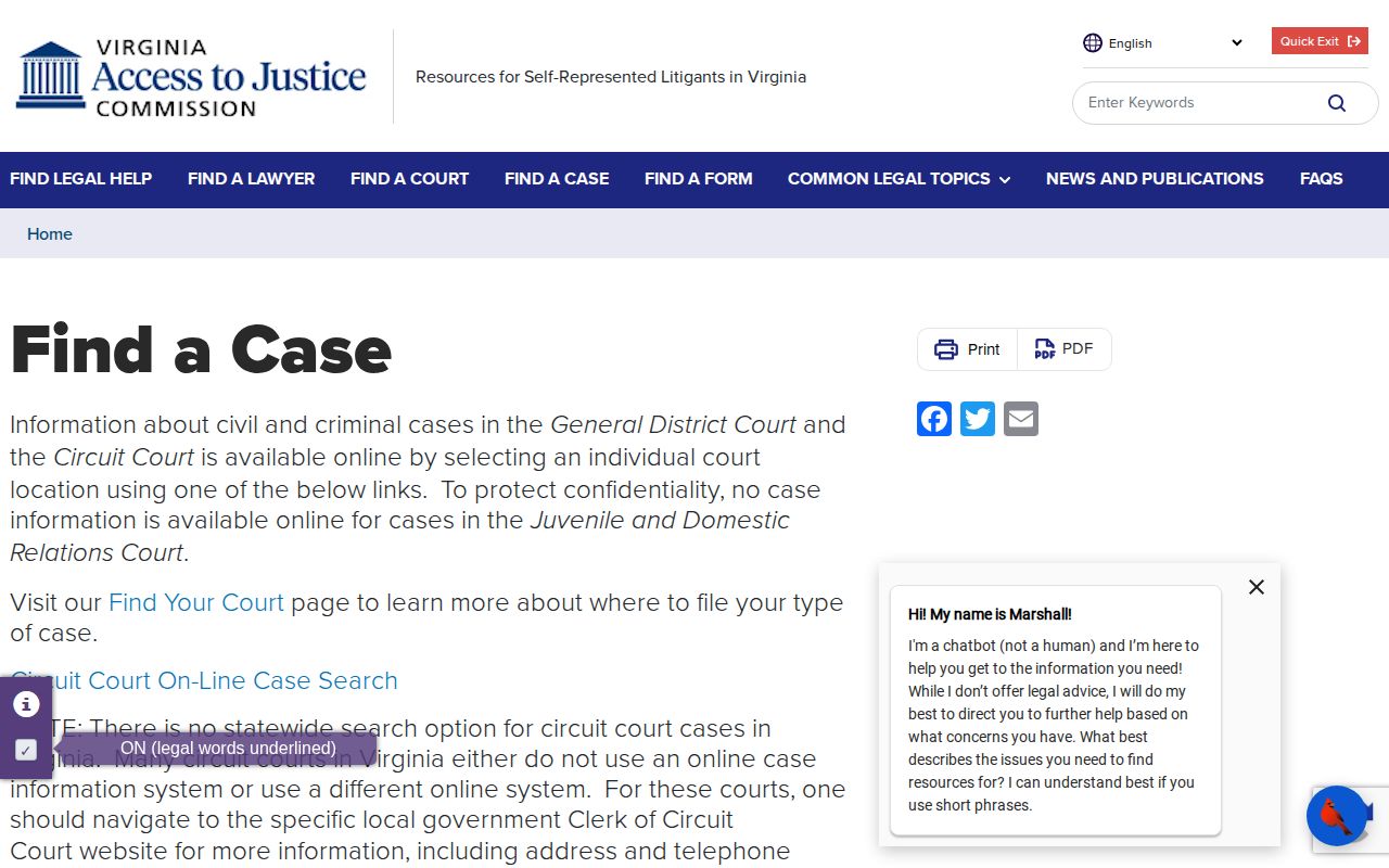 Albemarle County release record court search options