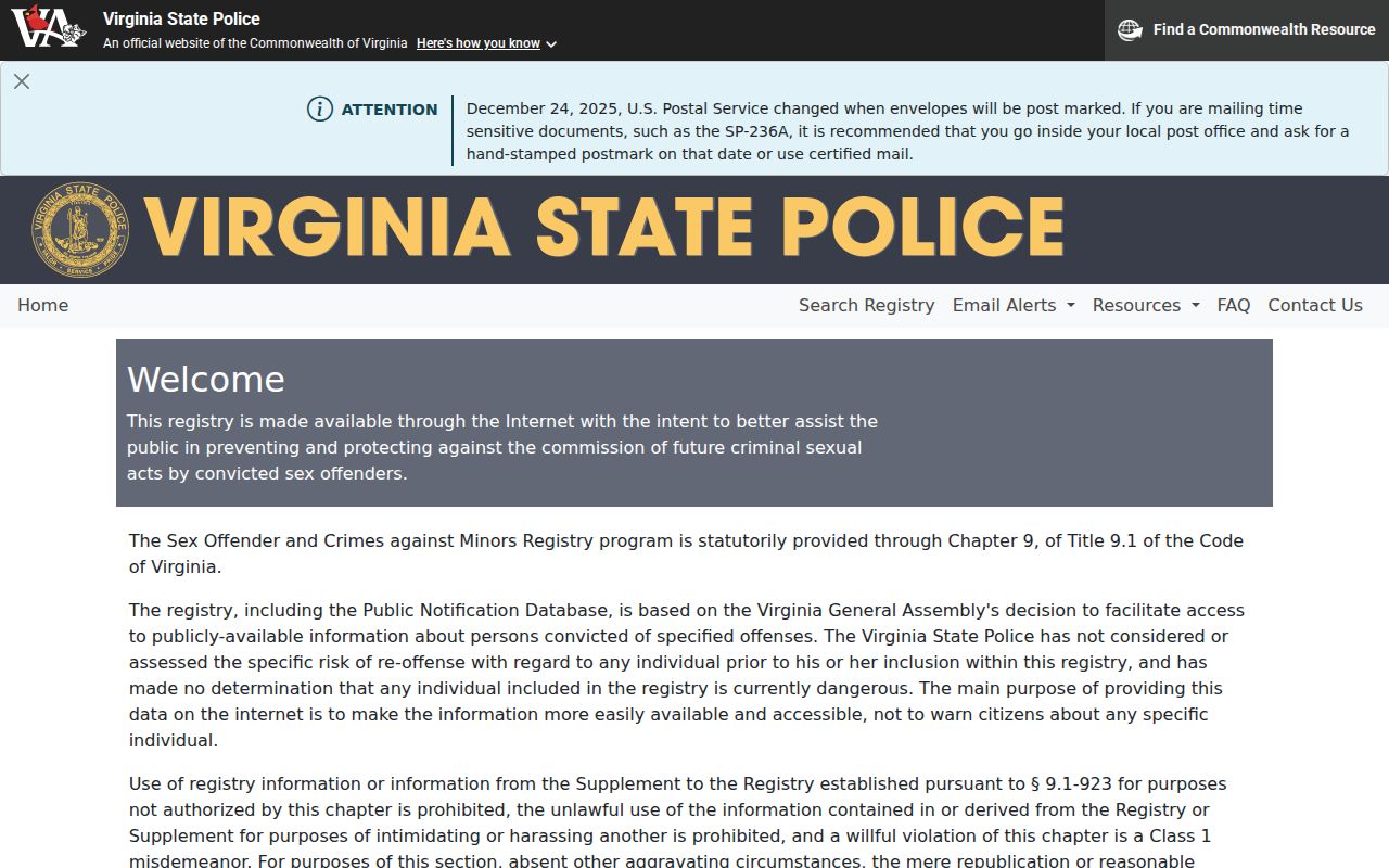 Virginia limited registry image channel after an Albemarle County release