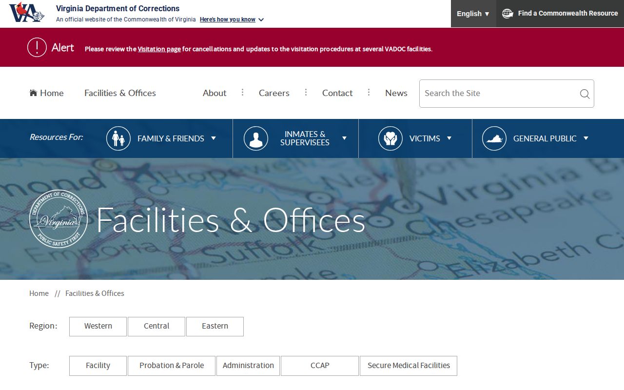 District 9 office for Albemarle County probation and parole supervision