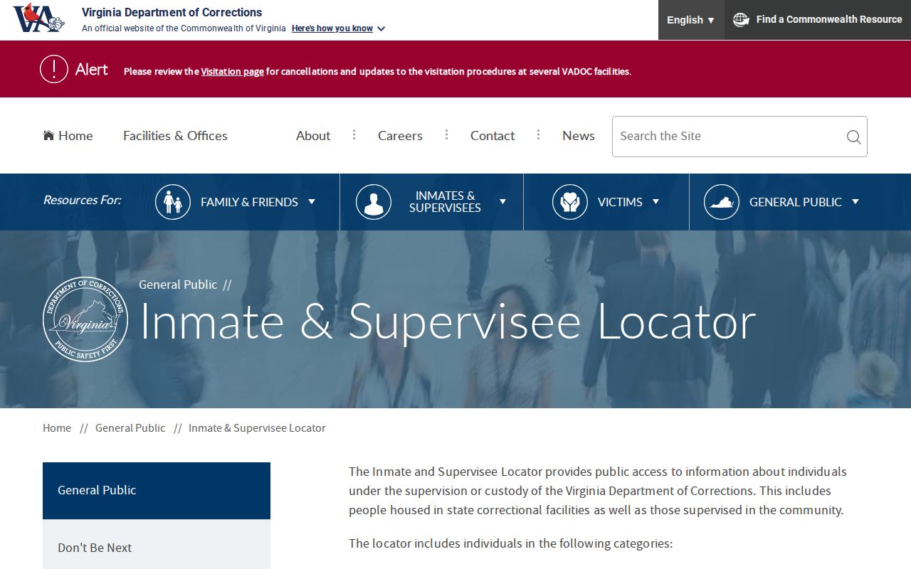 VADOC Albemarle County released inmate search fields